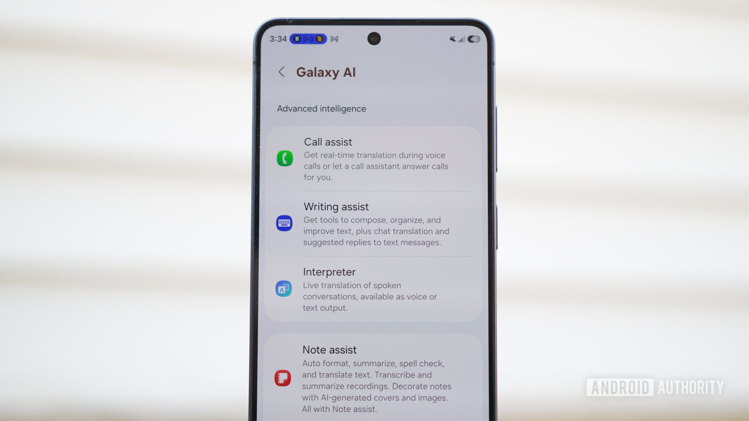Galaxy AI settings page on the Samsung Galaxy S26.