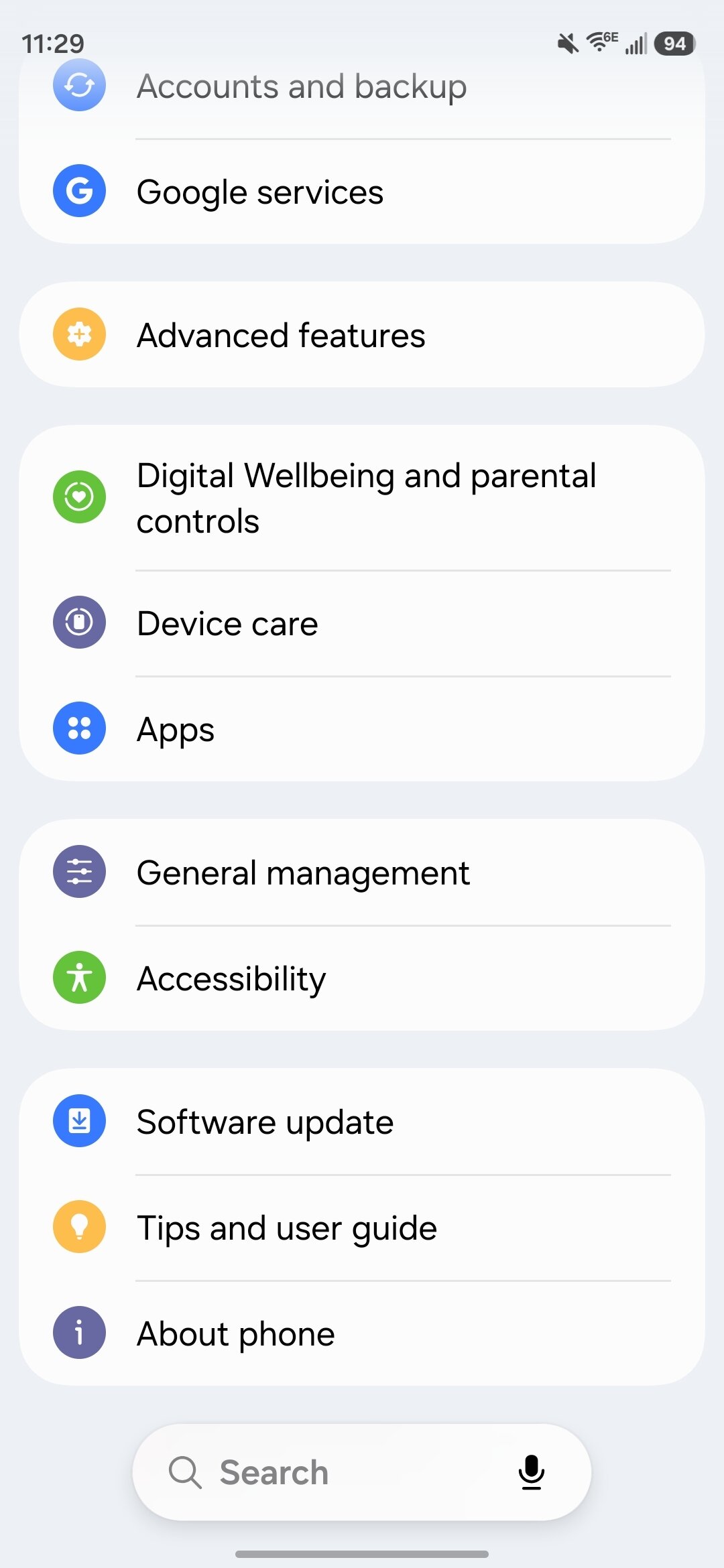 Screenshot of vision enhancement settings on a Samsung phone.