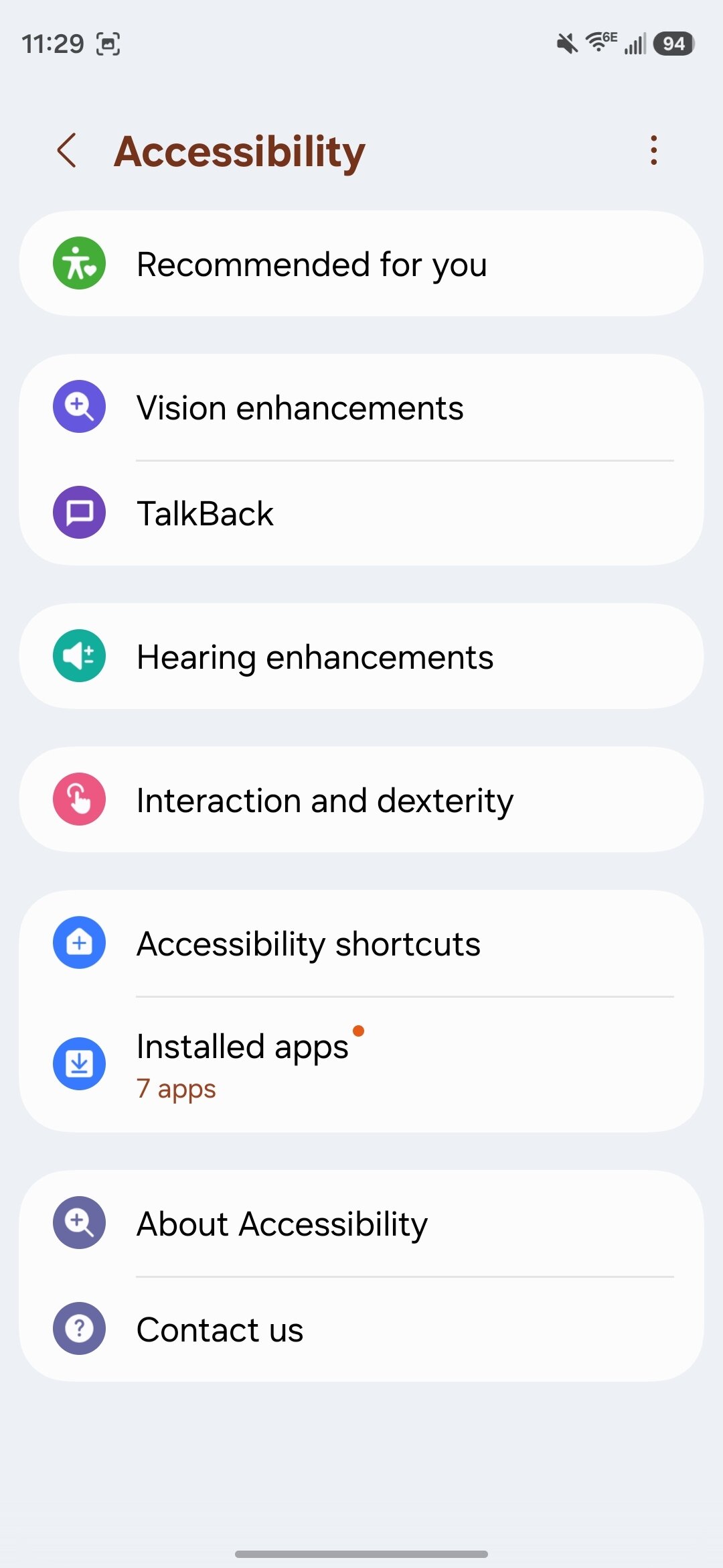Screenshot of vision enhancement settings on a Samsung phone.