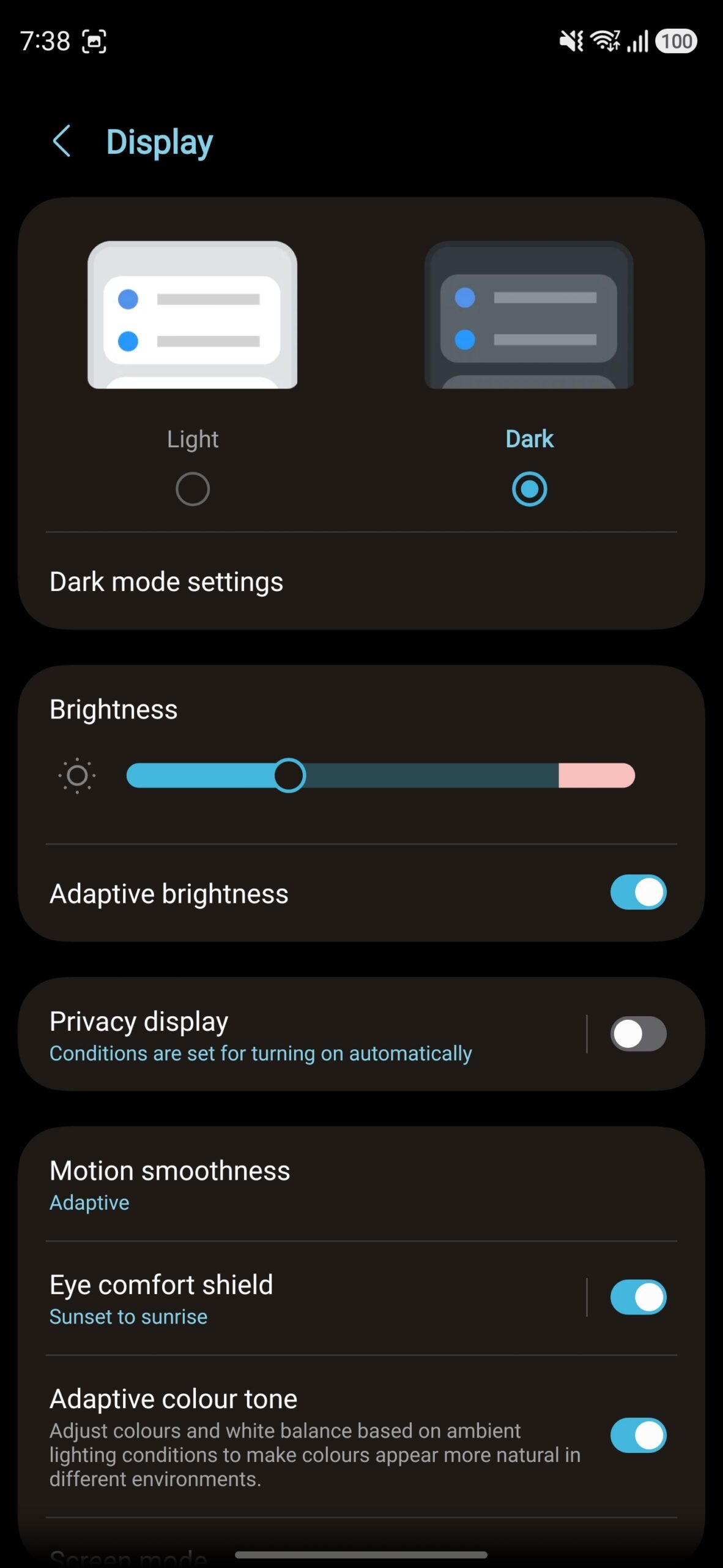 Screenshot of the Galaxy S26 Ultra's Privacy Display settings.