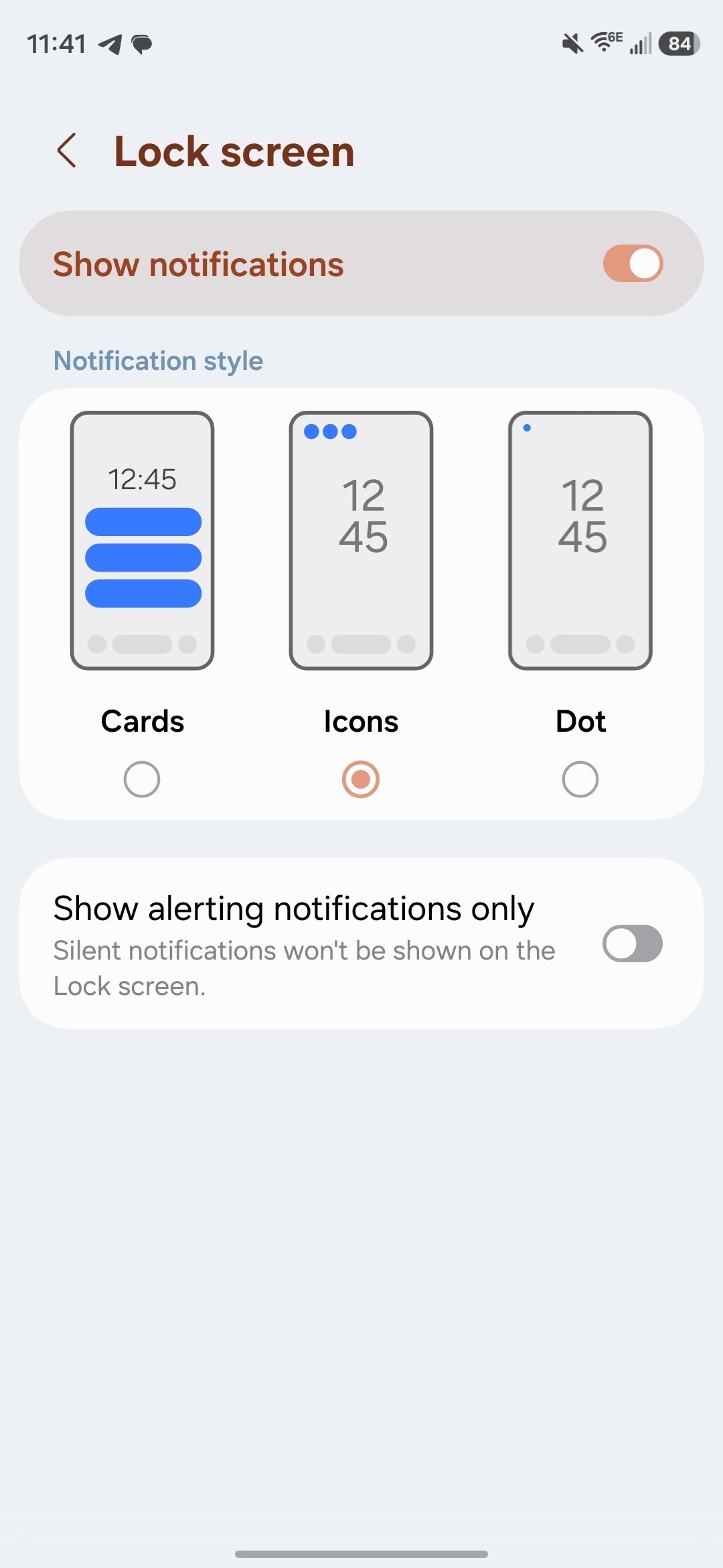 Screenshot showing how to fix lock screen notification icons on Samsung phones.