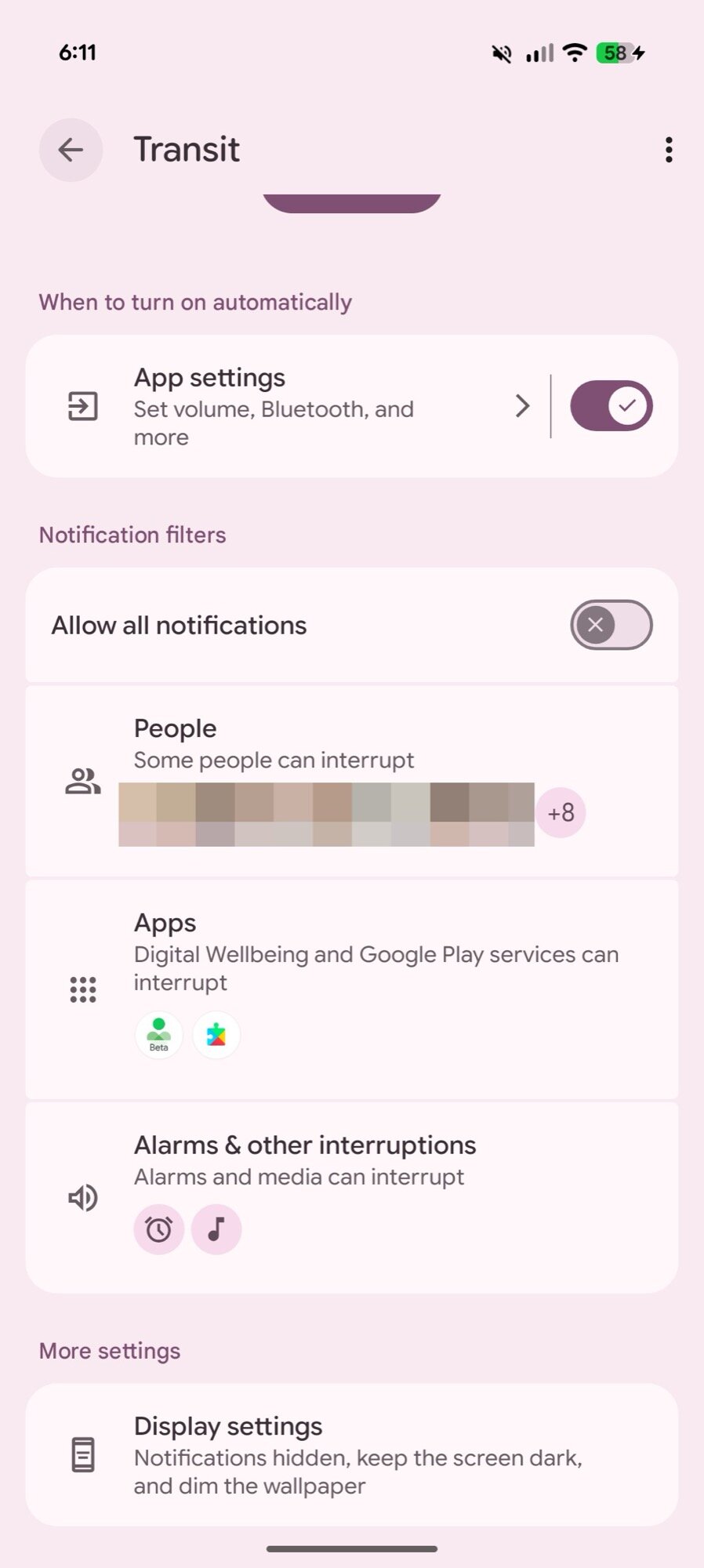 screenshot pixel android transit mode settings 2
