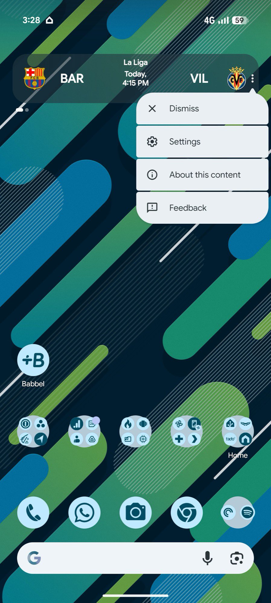 screenshot pixel home screen at a glance sports scores options 1