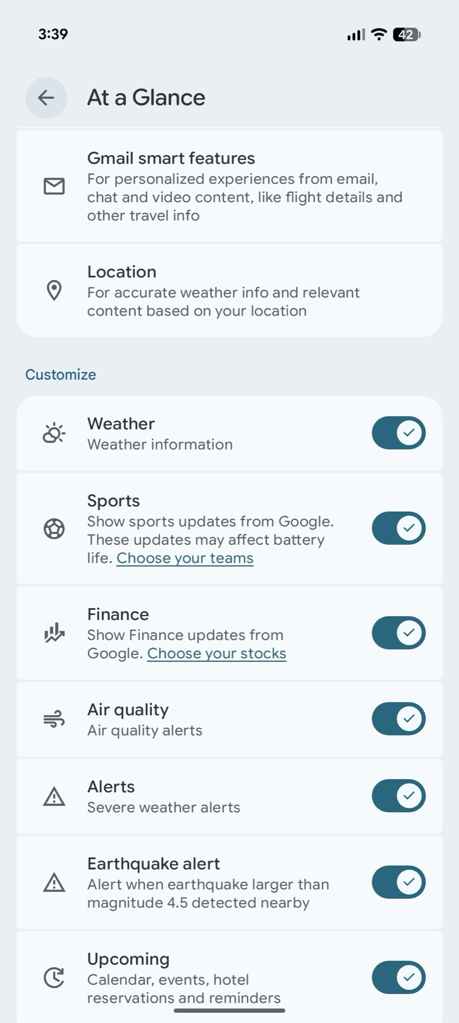screenshot pixel home screen at a glance sports scores options 2