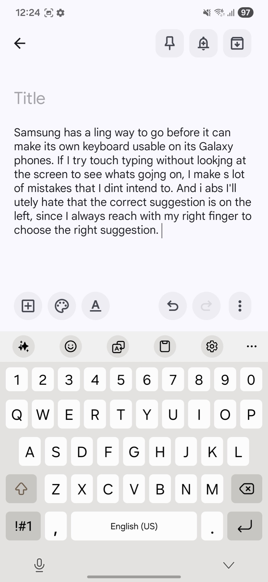 screenshot samsung keyboard random spaces 2