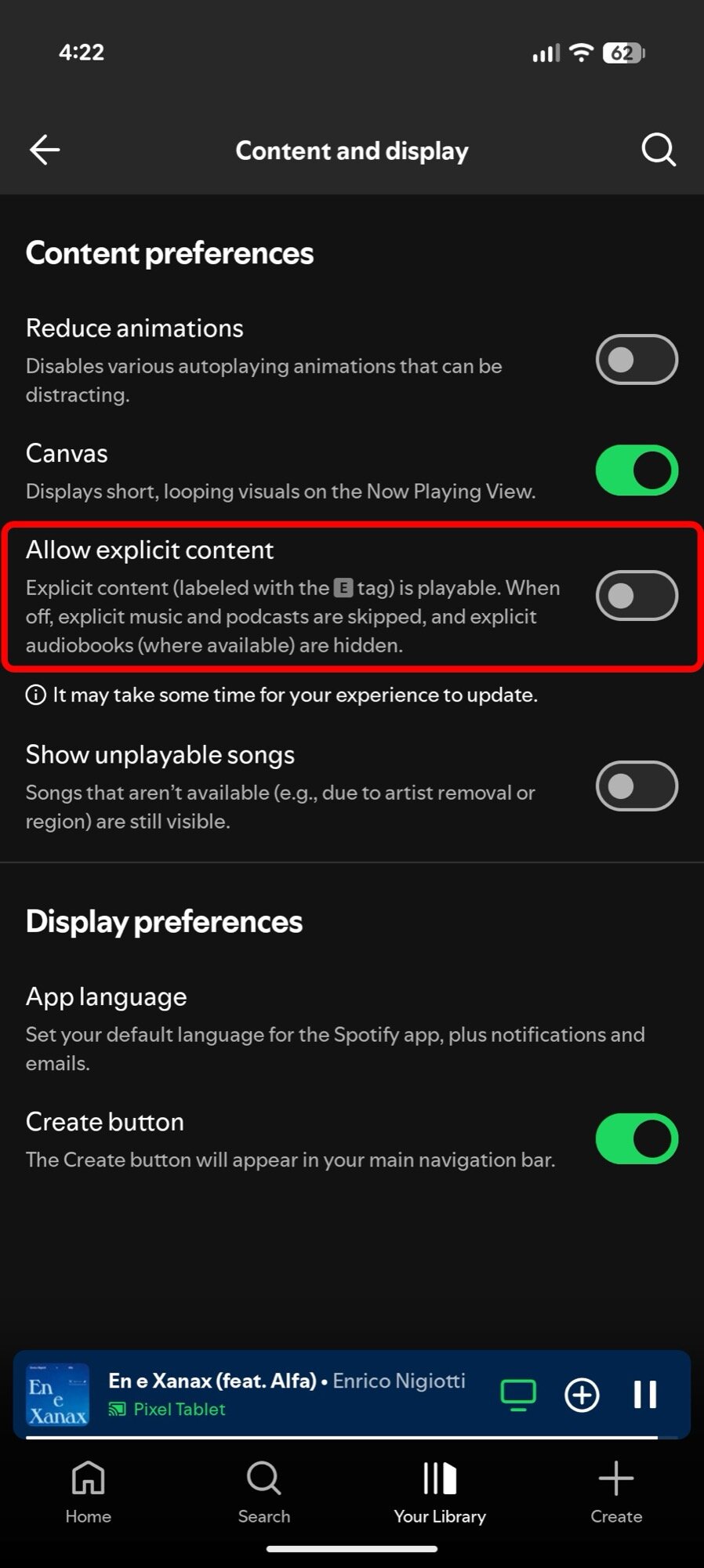 spotify disable explicit content
