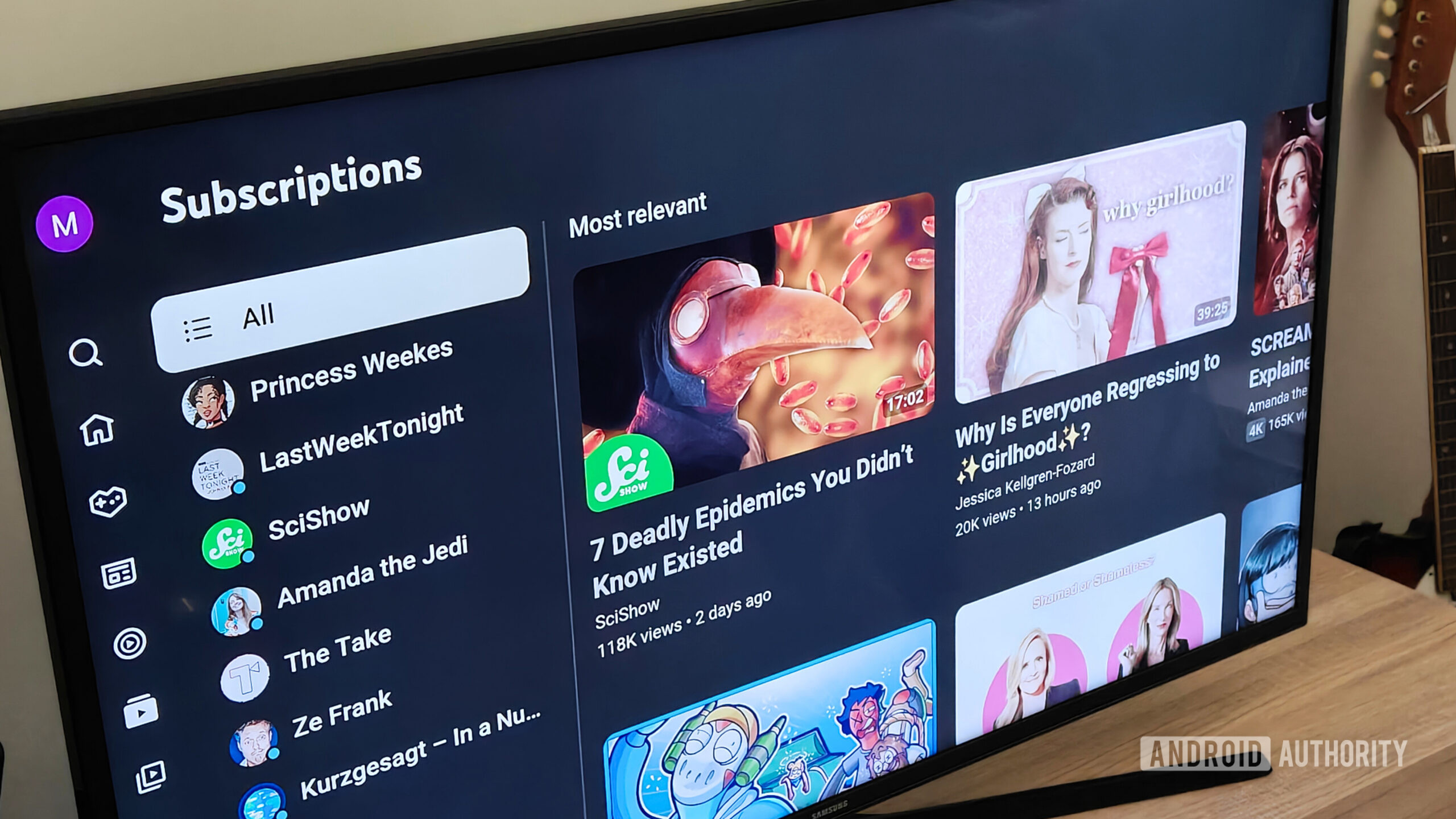 the youtube app on a tv