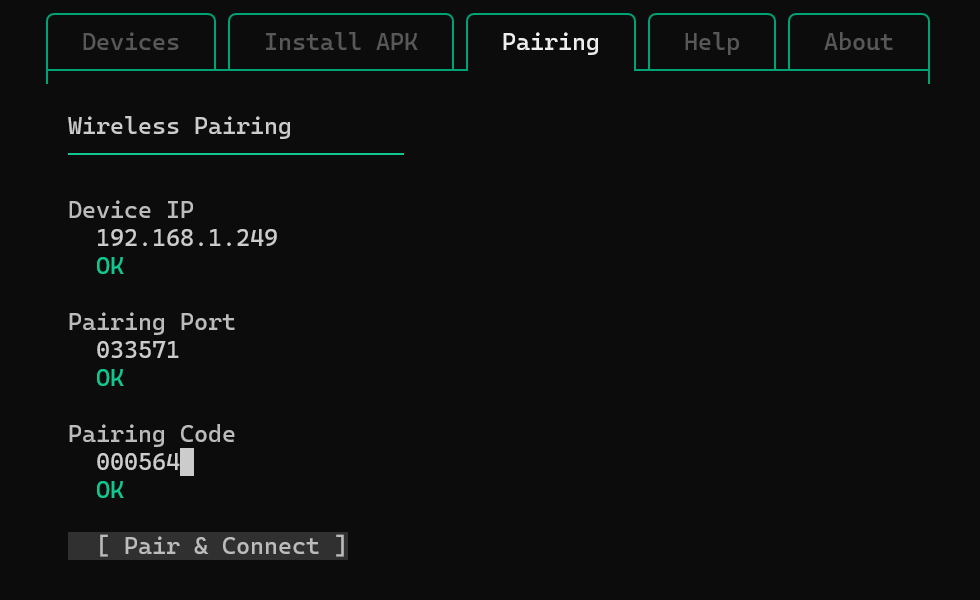 tiny apk installer wifi pairing