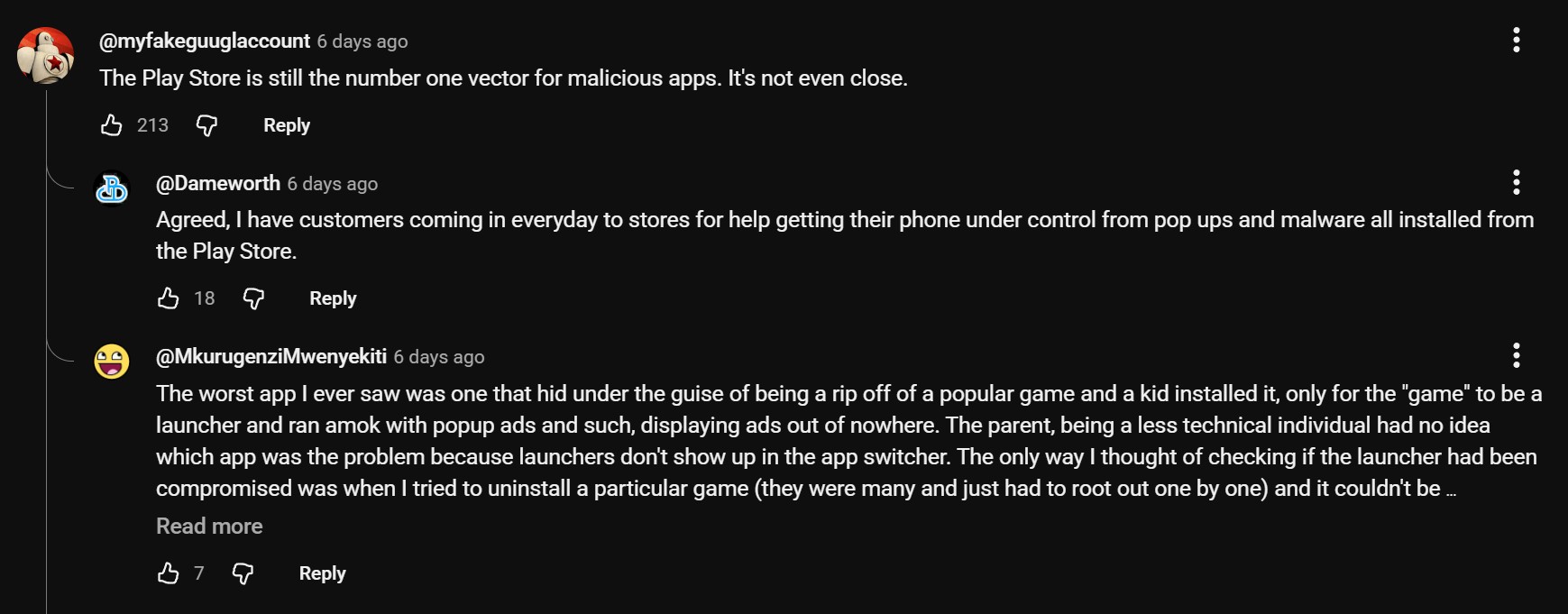 youtube comment on play store malware youtube comment on play store malware