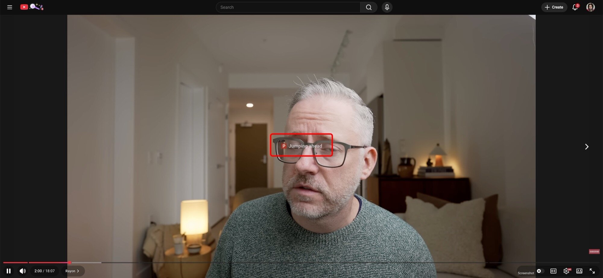 YouTube desktop screenshot jumping ahead
