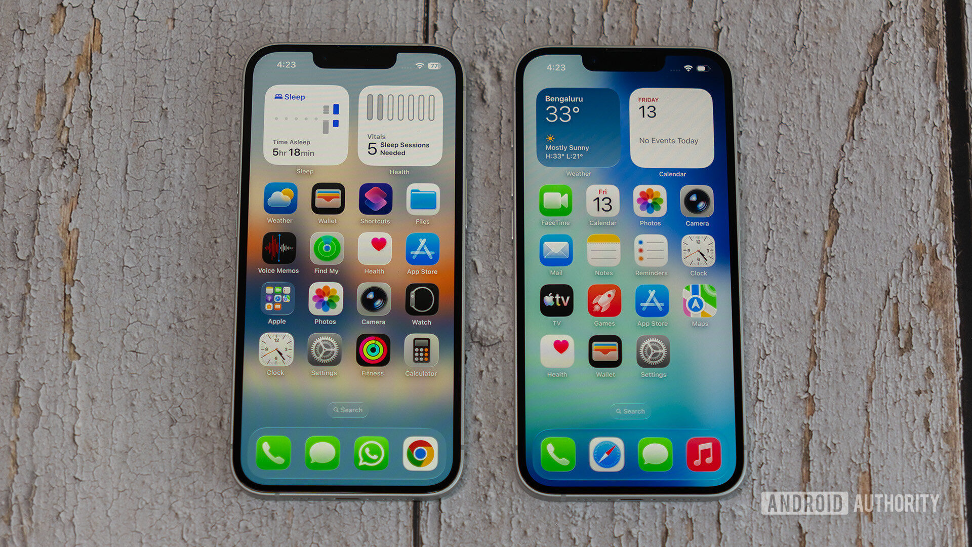 Apple iPhone 16e alongside Apple iPhone 17e, showing identical 60Hz display