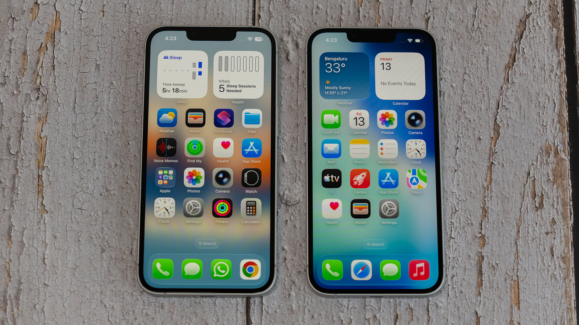 Apple iPhone 16e alongside Apple iPhone 17e, showing identical 60Hz display