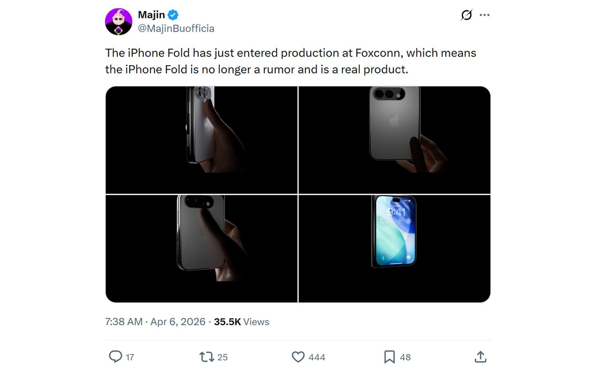 Apple iPhone Fold Production Rumor X Post