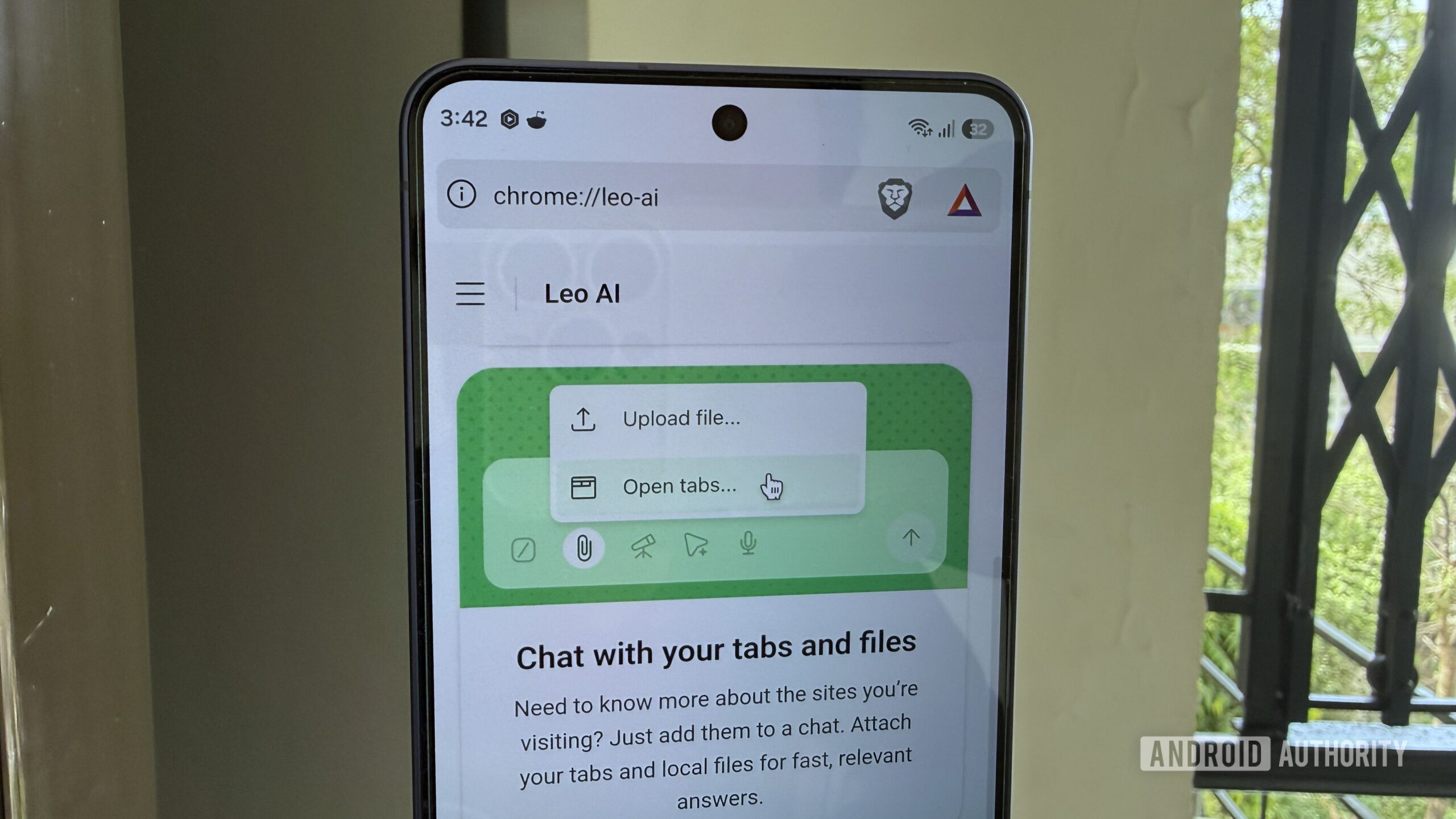 Brave browser showing Leo AI on Android