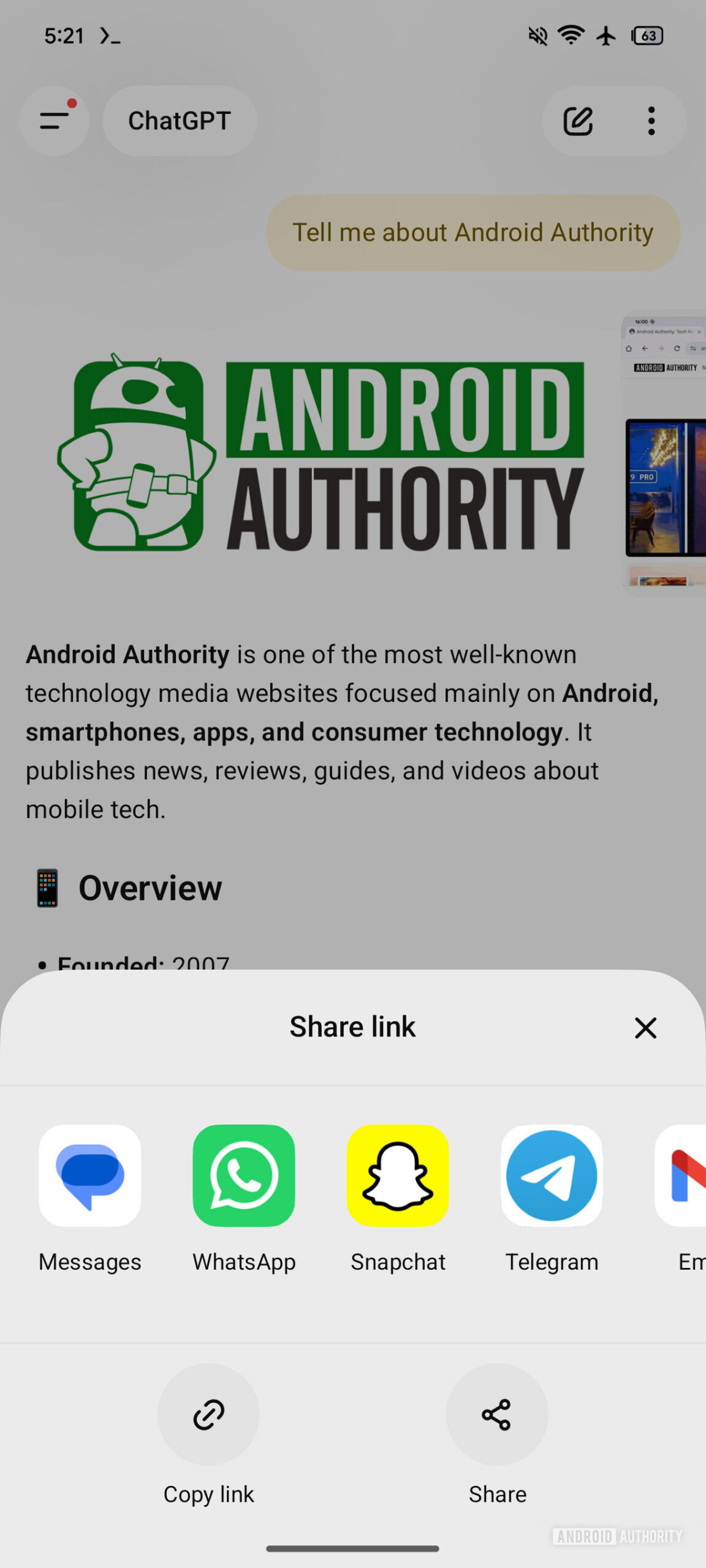 ChatGPT custom share sheet 1