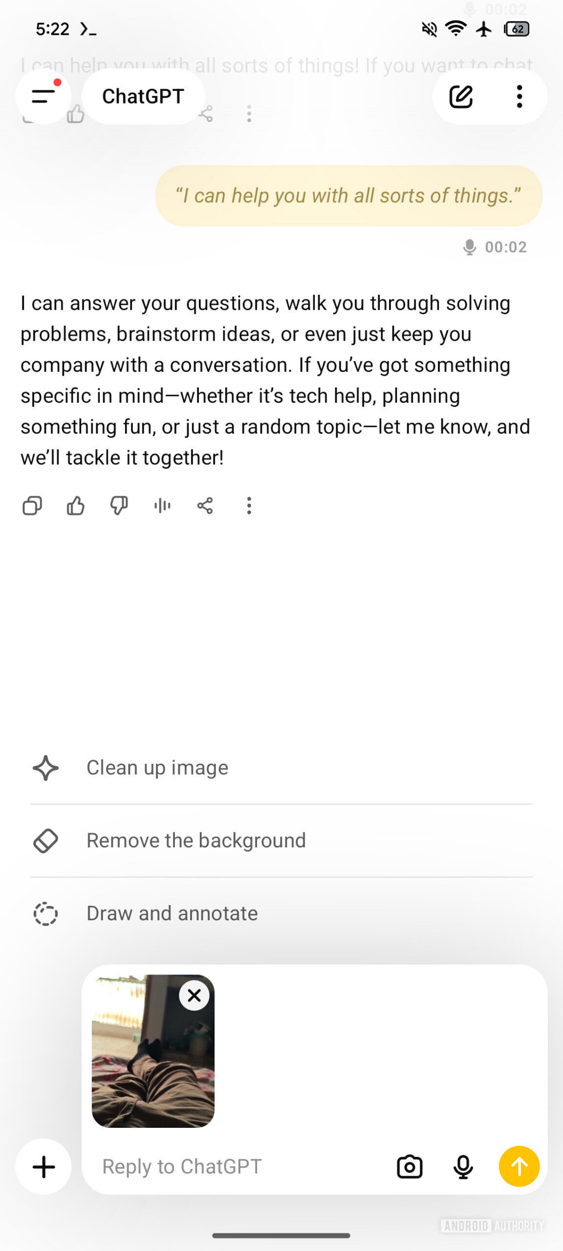 ChatGPT photo options