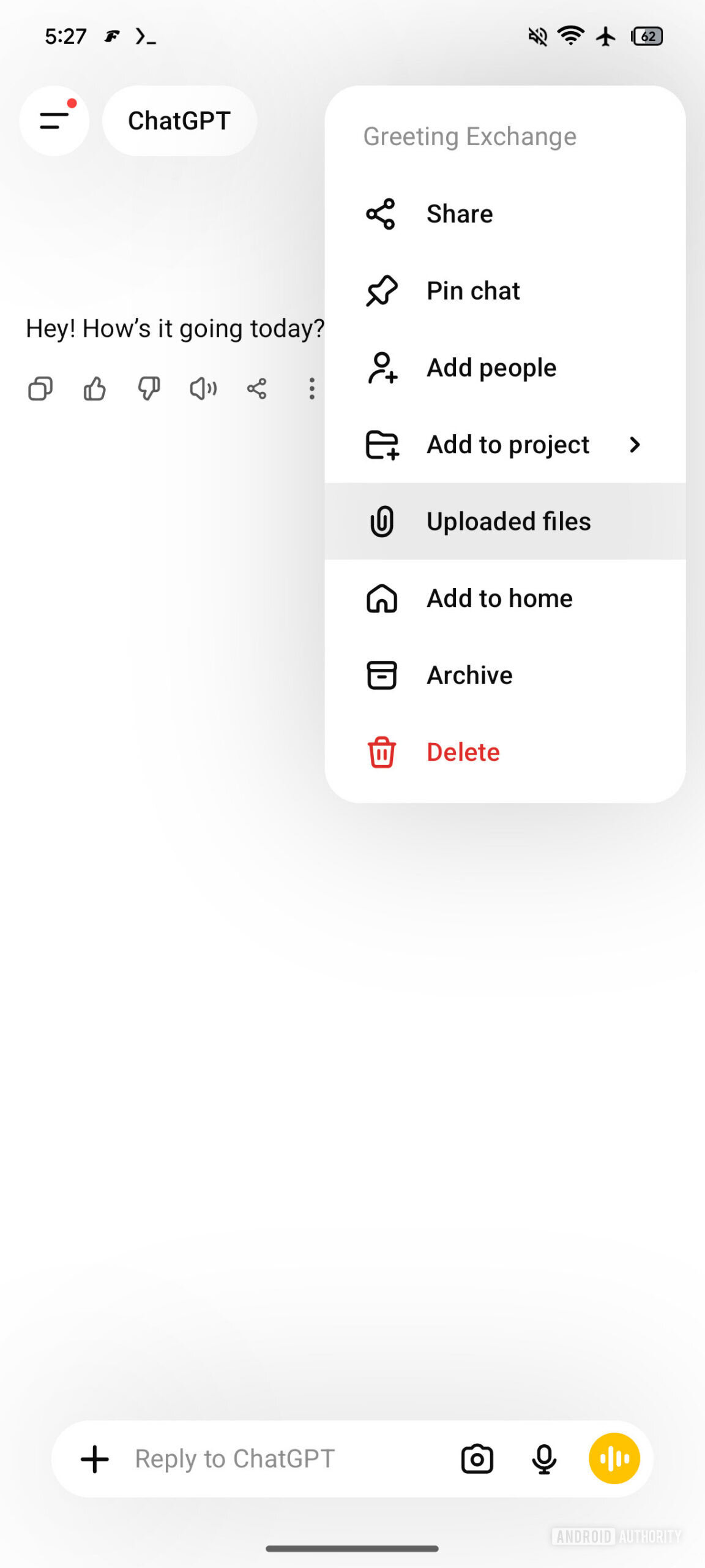 ChatGPT uploaded files