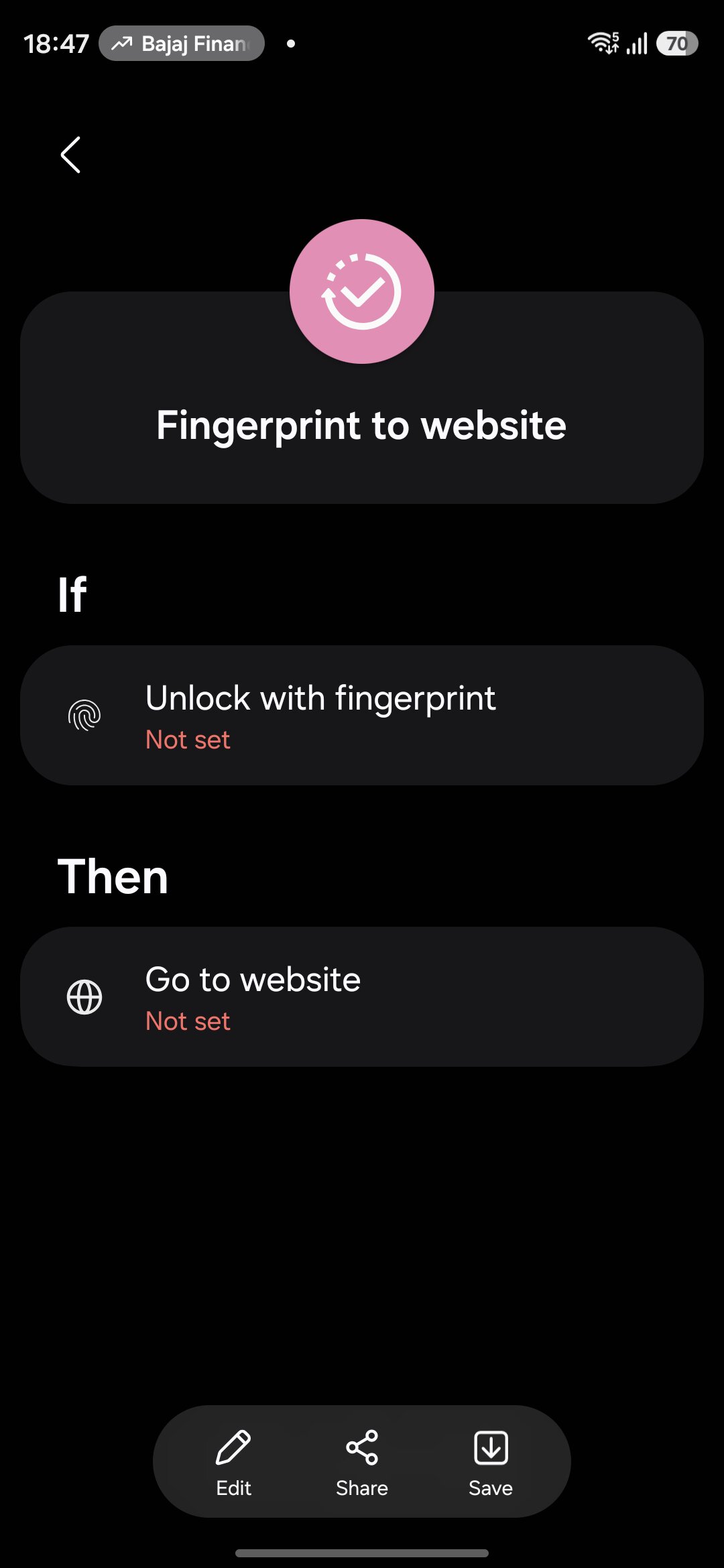 Fingerprint to website setting on Samsung Galaxy S26