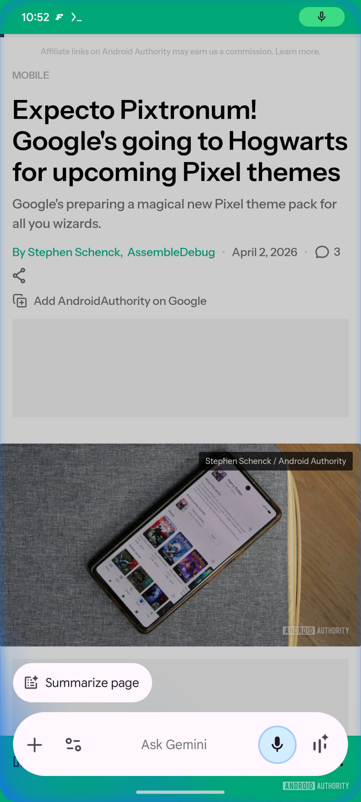 Gemini Live overlay color theming floating bar
