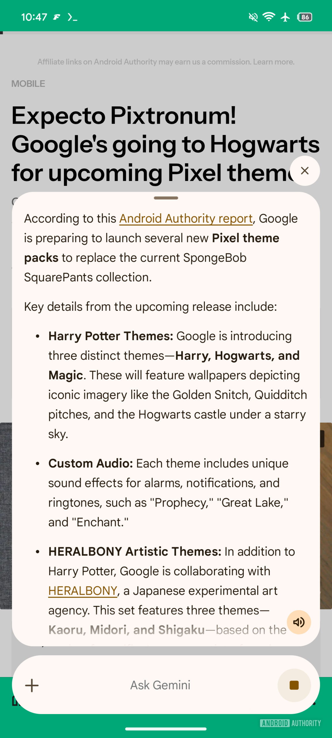 Gemini Live overlay color theming results