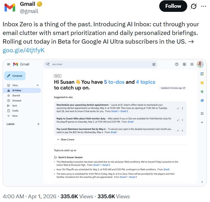 Google AI Inbox rolling out in beta to US Google AI Ultra subscribers