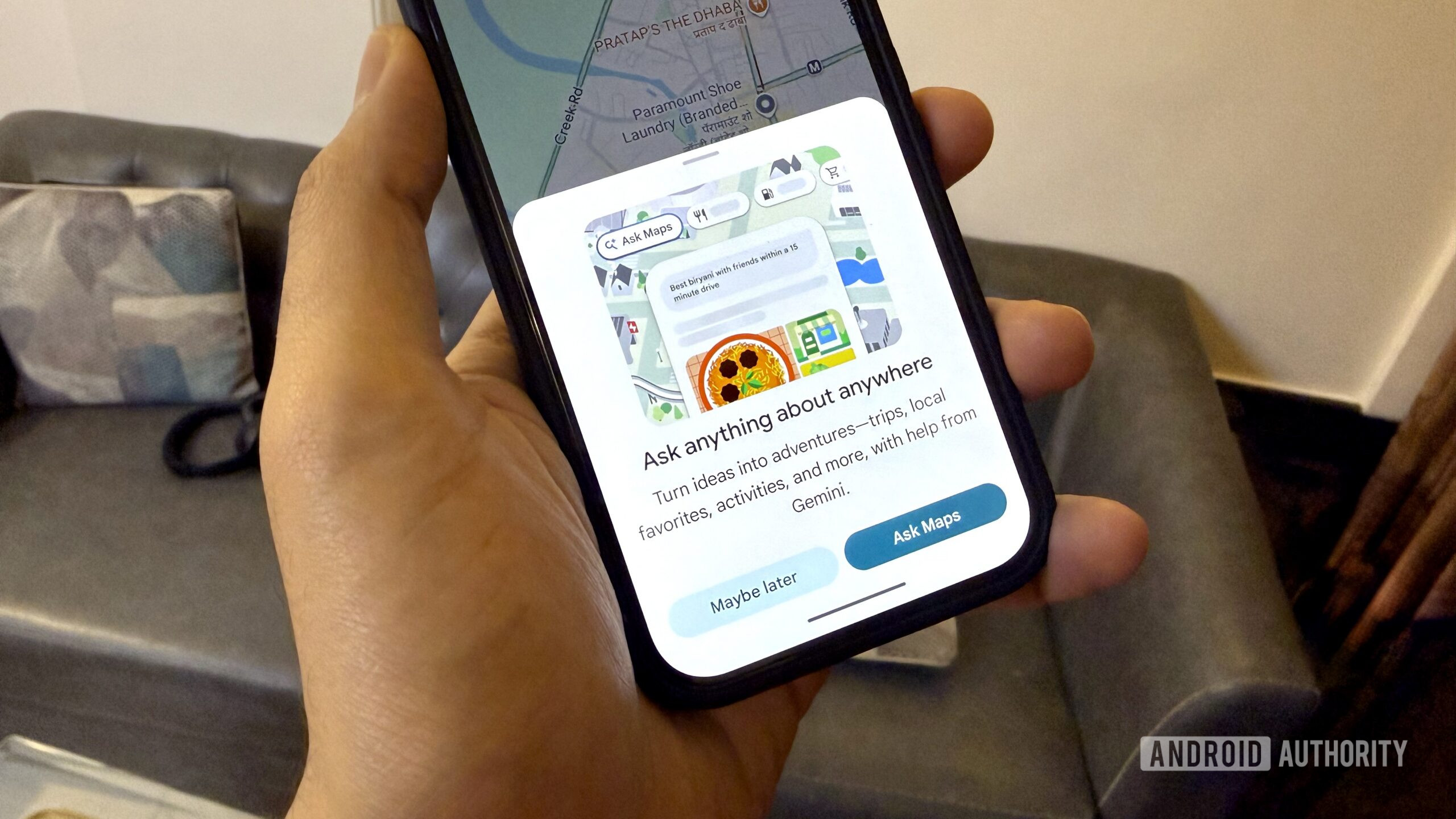 Google Maps with Ask Maps intro screen