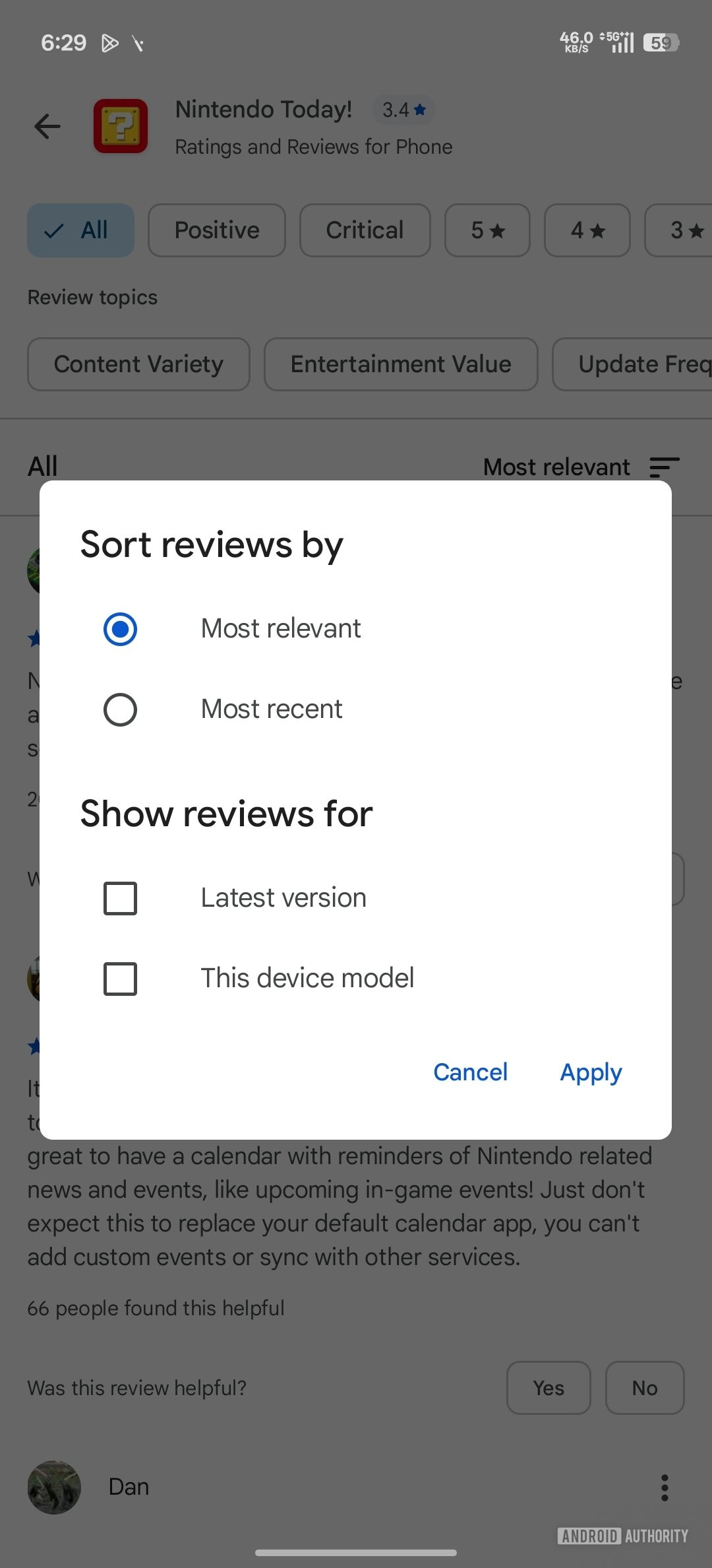 Google Play Store App Reviews This Device Model Filter