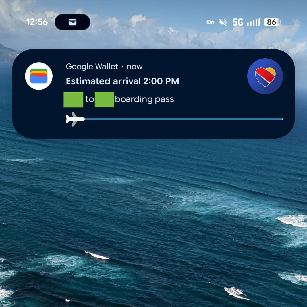 Google Wallet flight live updates 2