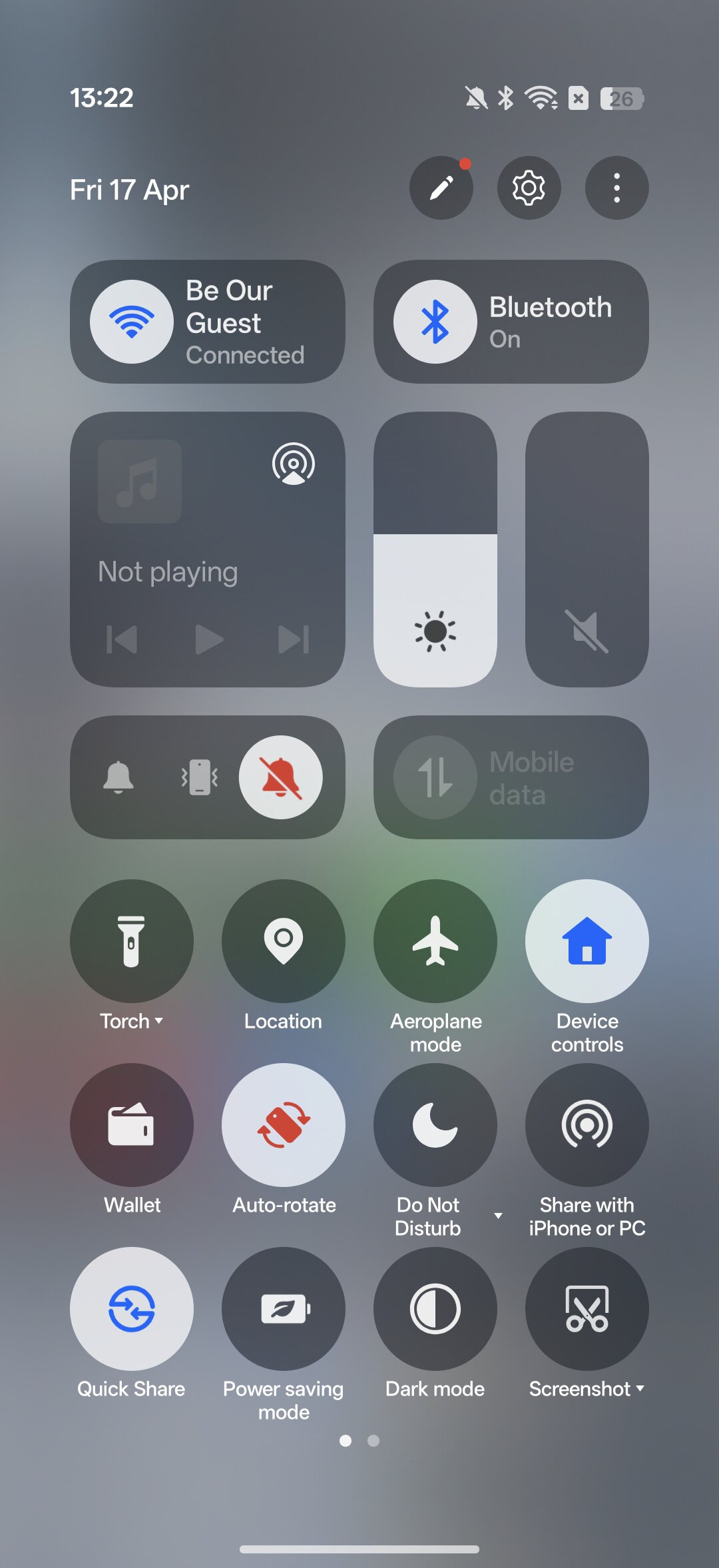 OPPO Find X9 Pro Quick Settings