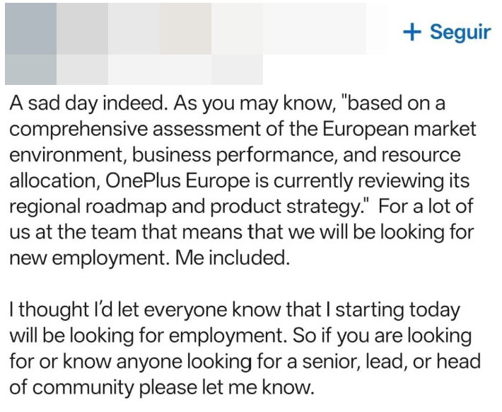 OnePlus Europe LinkedIn post April 2026