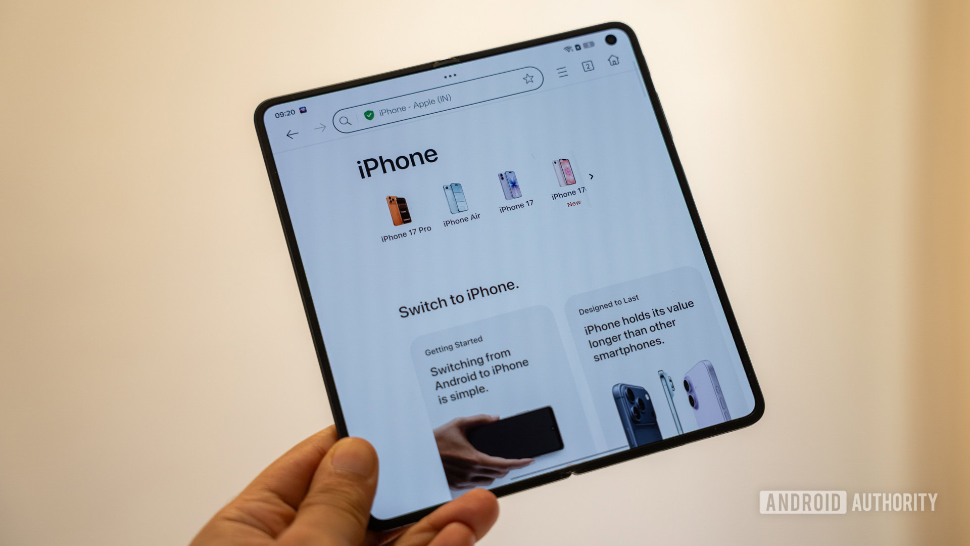 Oppo Find N6 with Apple page open