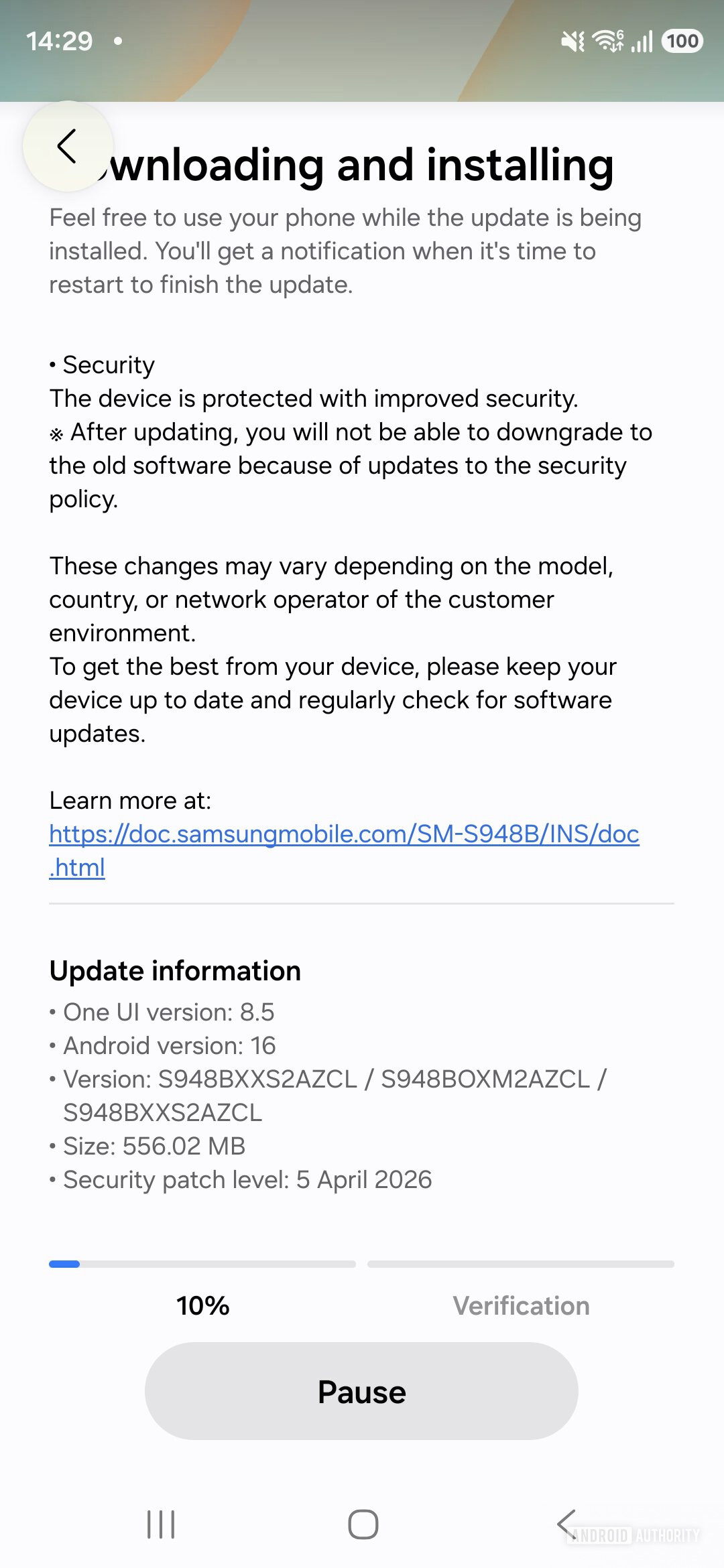 Samsung Galaxy S26 Ultra April 2026 security update (1)