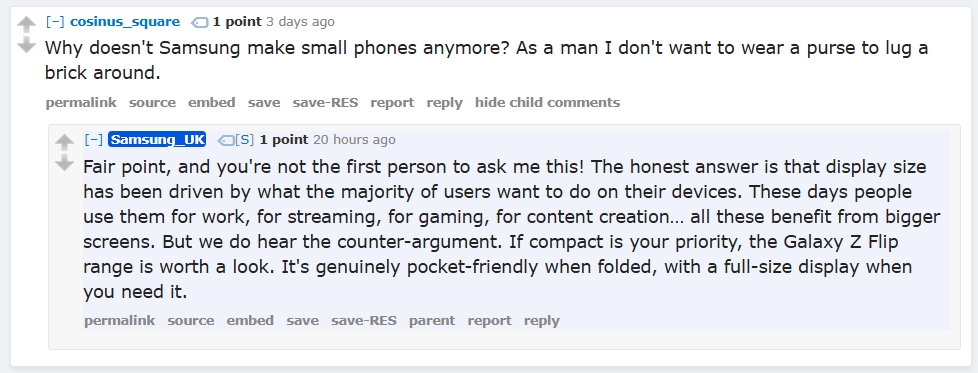 Samsung UK response on Reddit AMA (2)