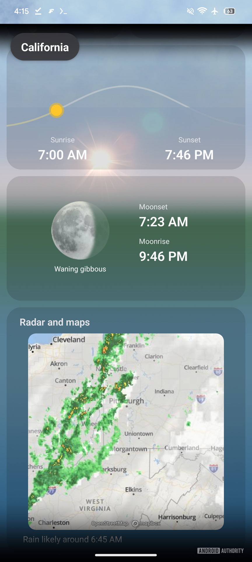 Samsung Weather Moon and Radar Old UI