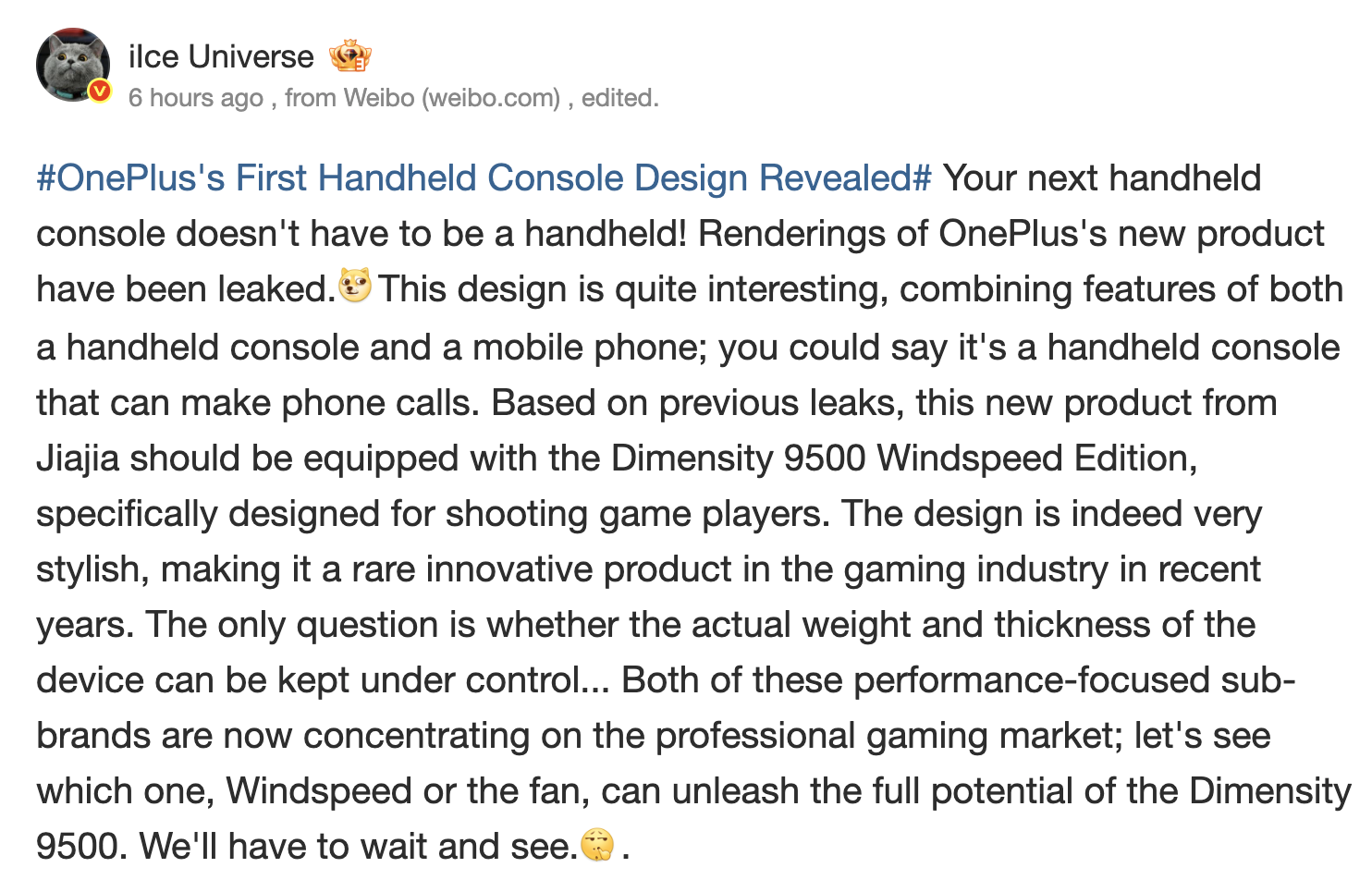 Screenshot 2026 04 08 at 1.46.01 PM Oneplus gaming handheld leak Weibo