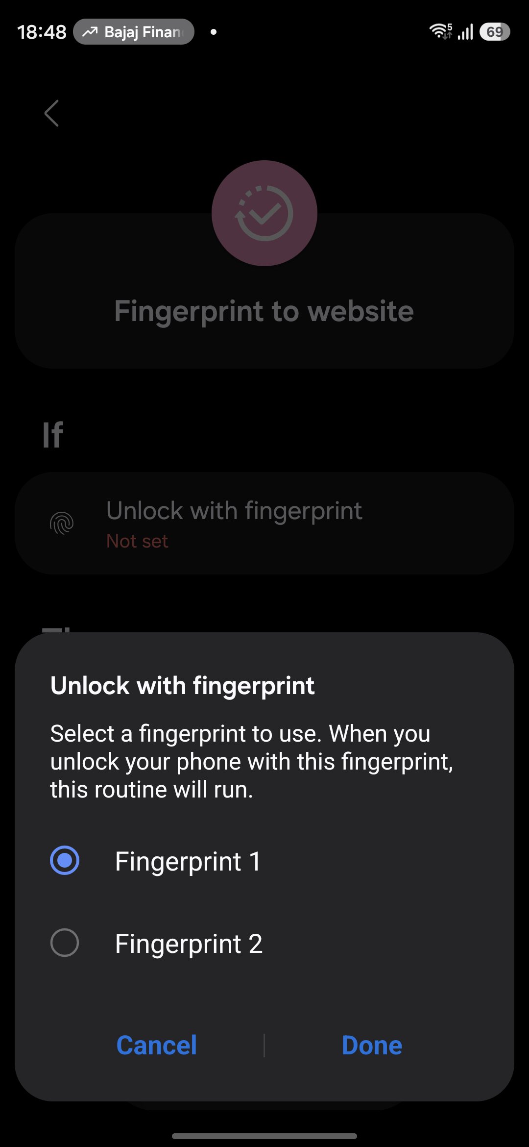 Unlock with fingerprint on Routines+