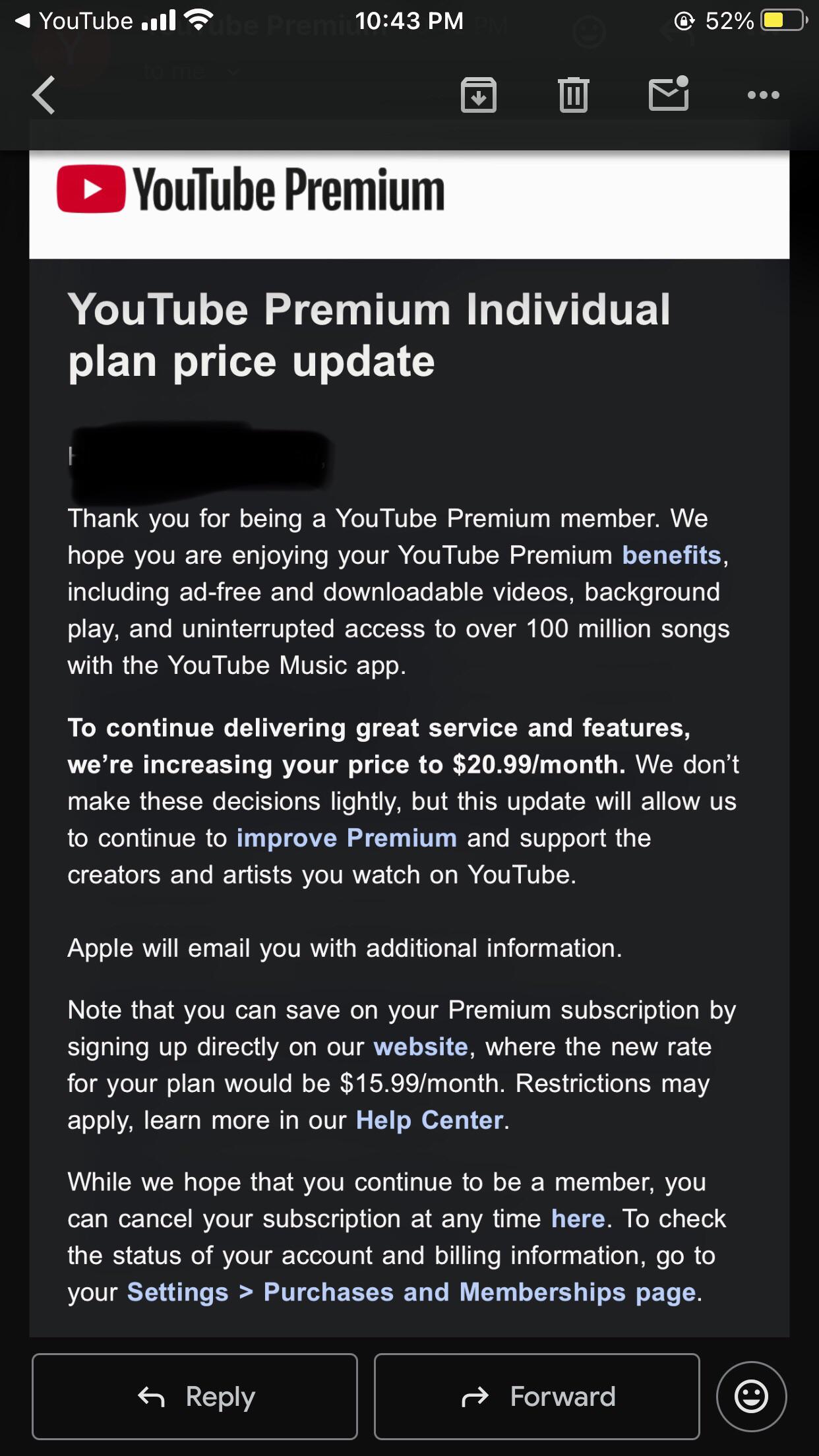 YouTube Premium US price increase Apple tax