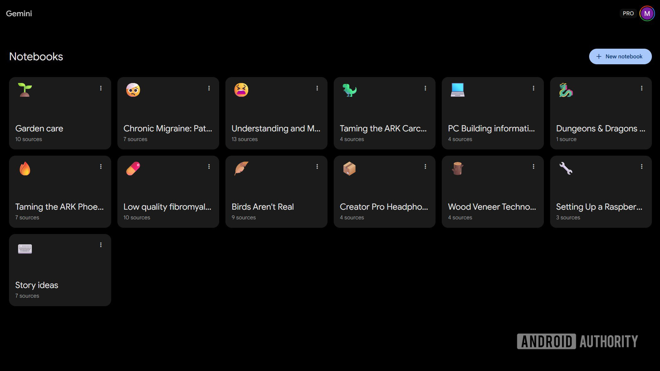 a series of notebooks in gemini