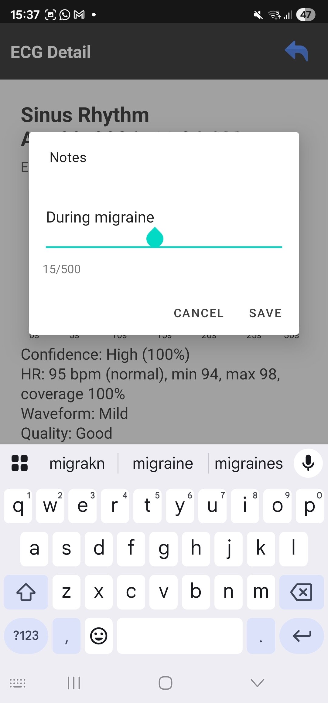 adding a note in geminiman wellness app