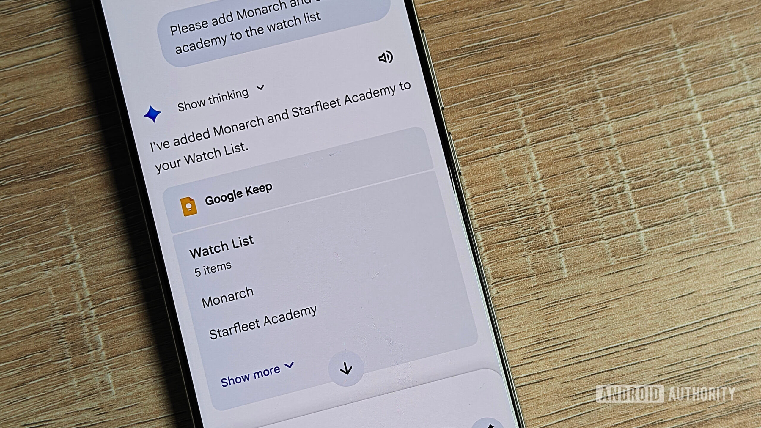 adding items to a watch list in gemini