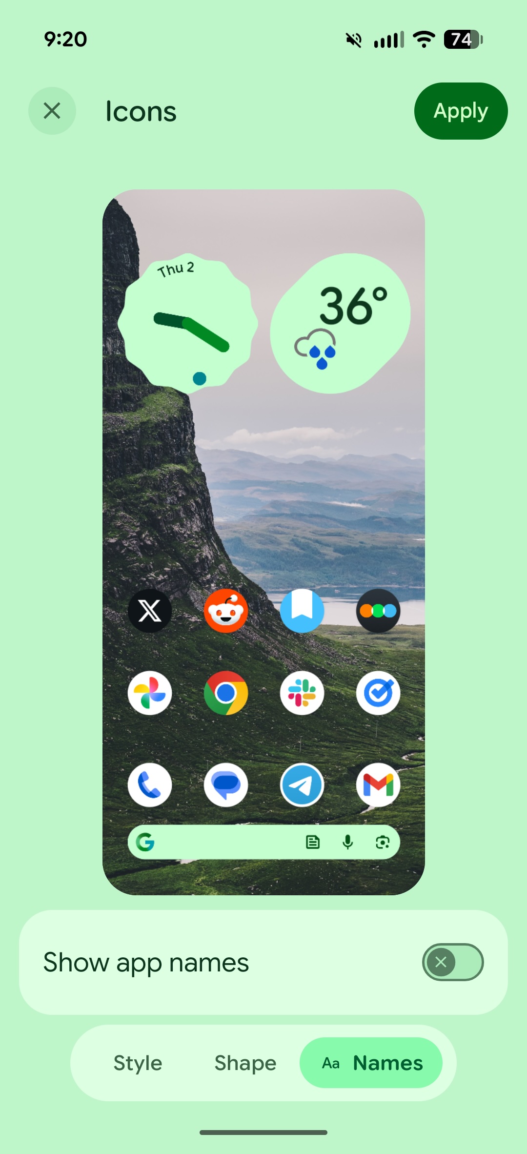 Screenshot of the new option to hide app names in Android 17 Beta 3.