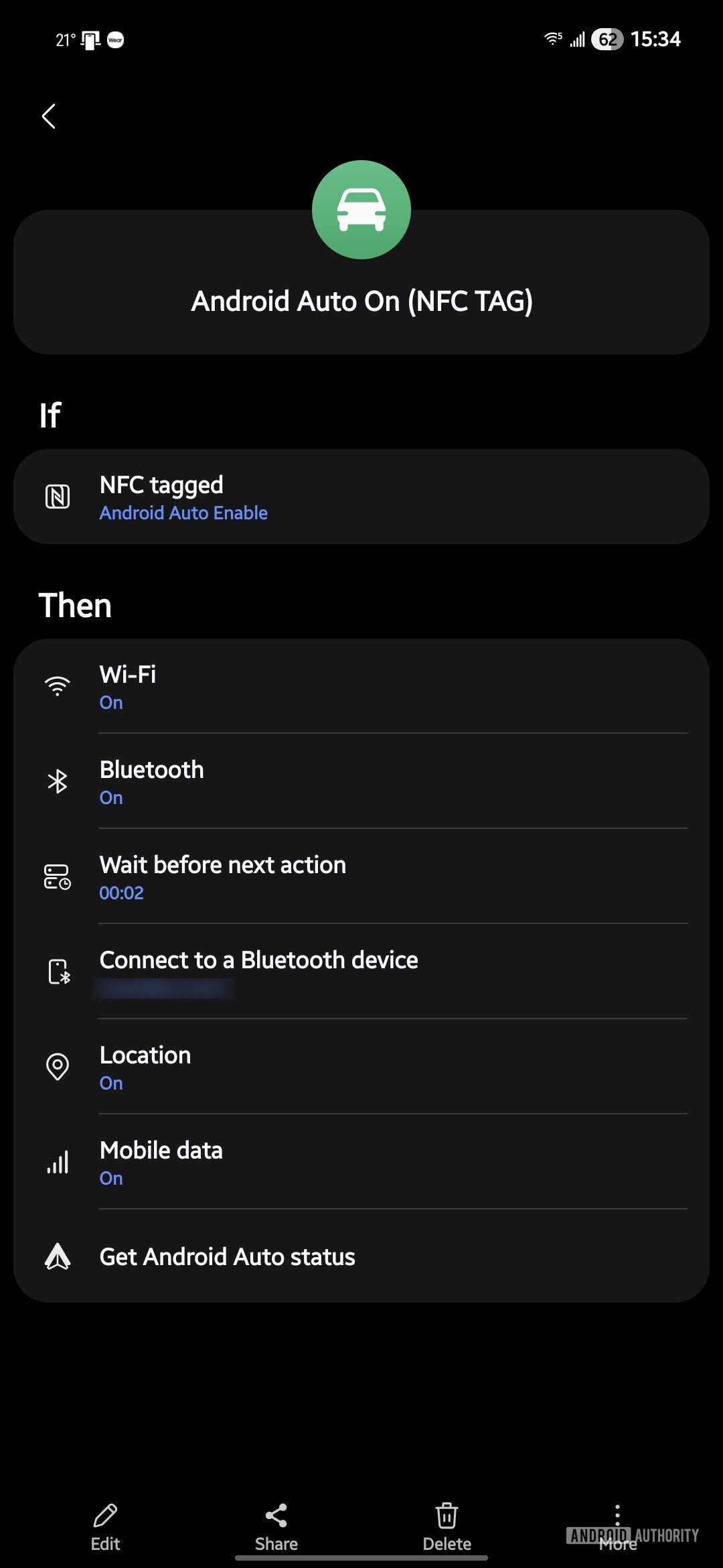 android auto nfc tags modes and routines screenshot 2