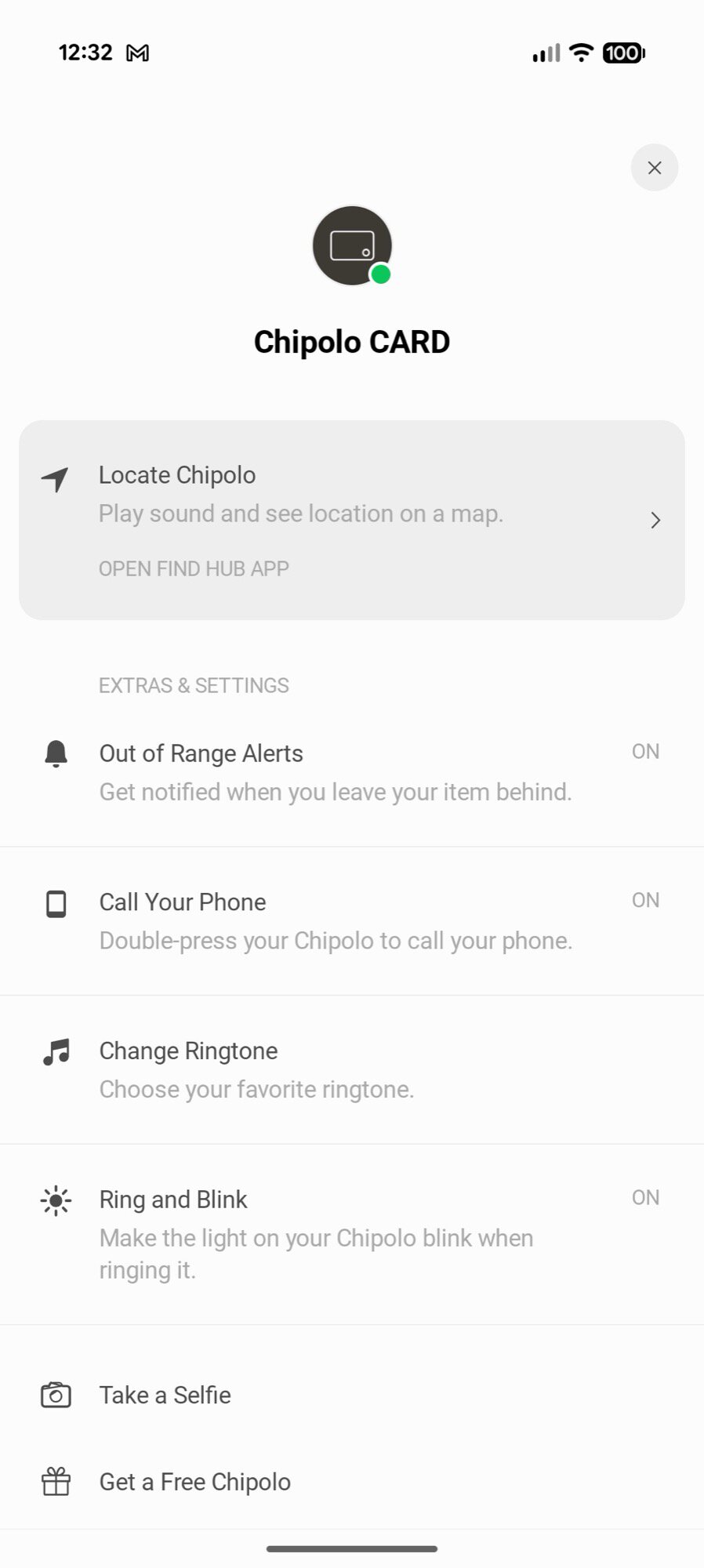 chipolo card bluetooth tracker google find hub screenshot app settings