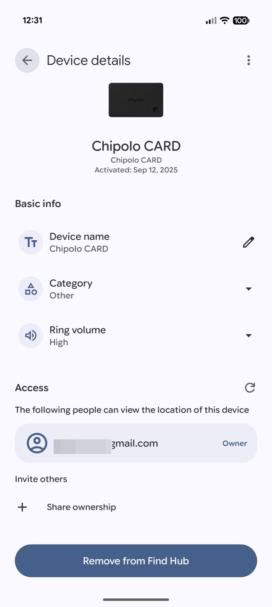 chipolo card bluetooth tracker google find hub screenshot options