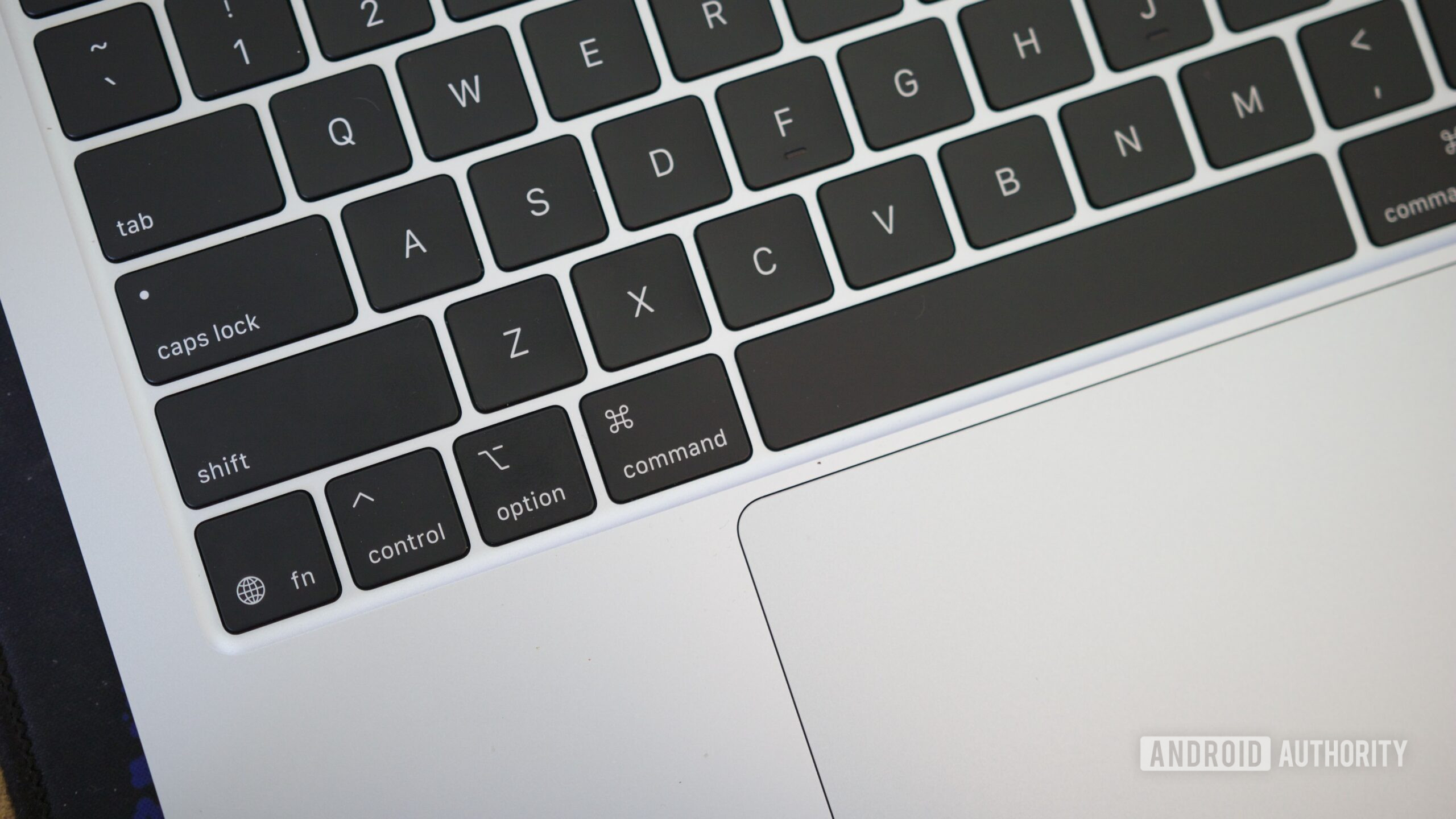 Close-up photo of the keyboard on a MacBook.
