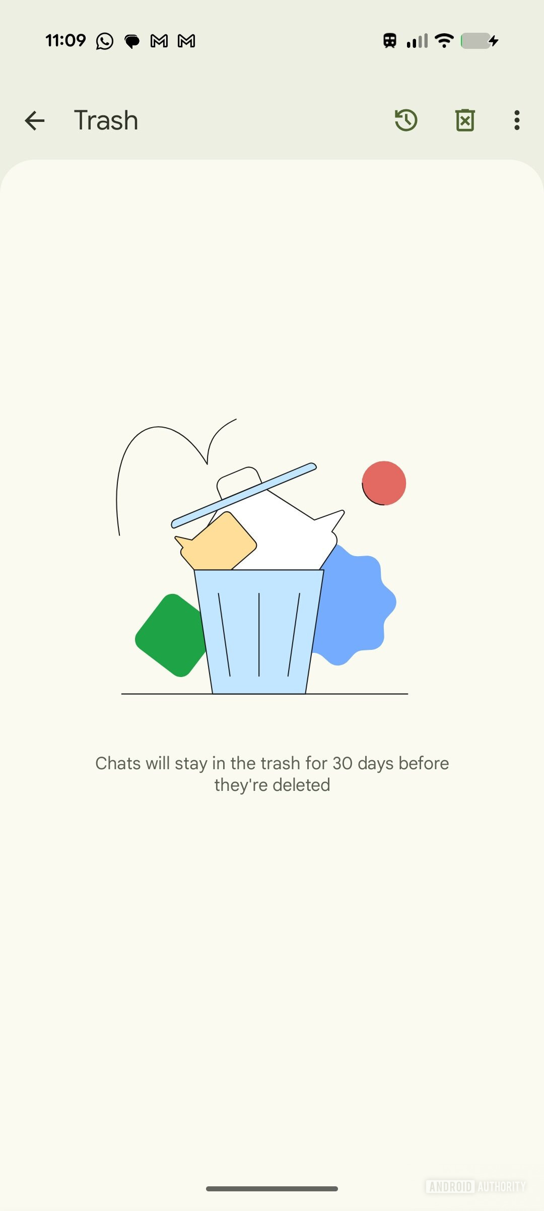 Google Messages trash folder