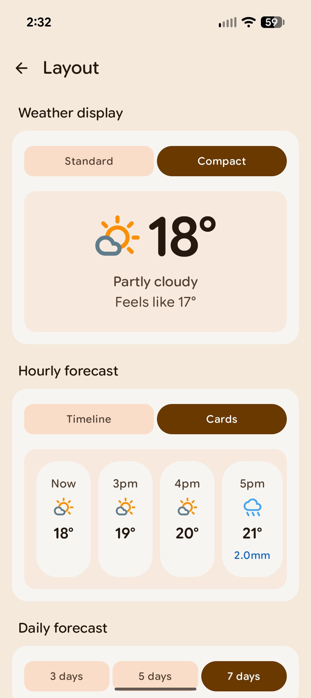 gradient weather customization screenshot 2