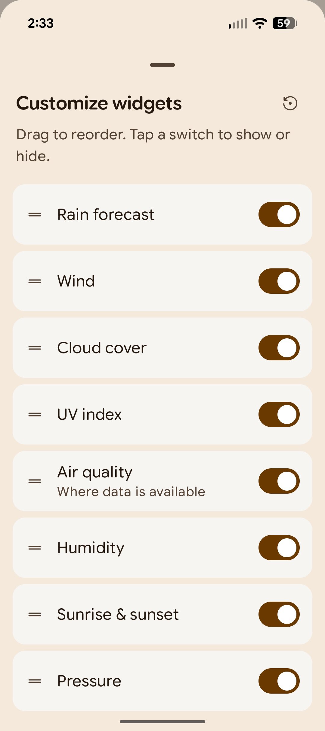gradient weather customization screenshot 3