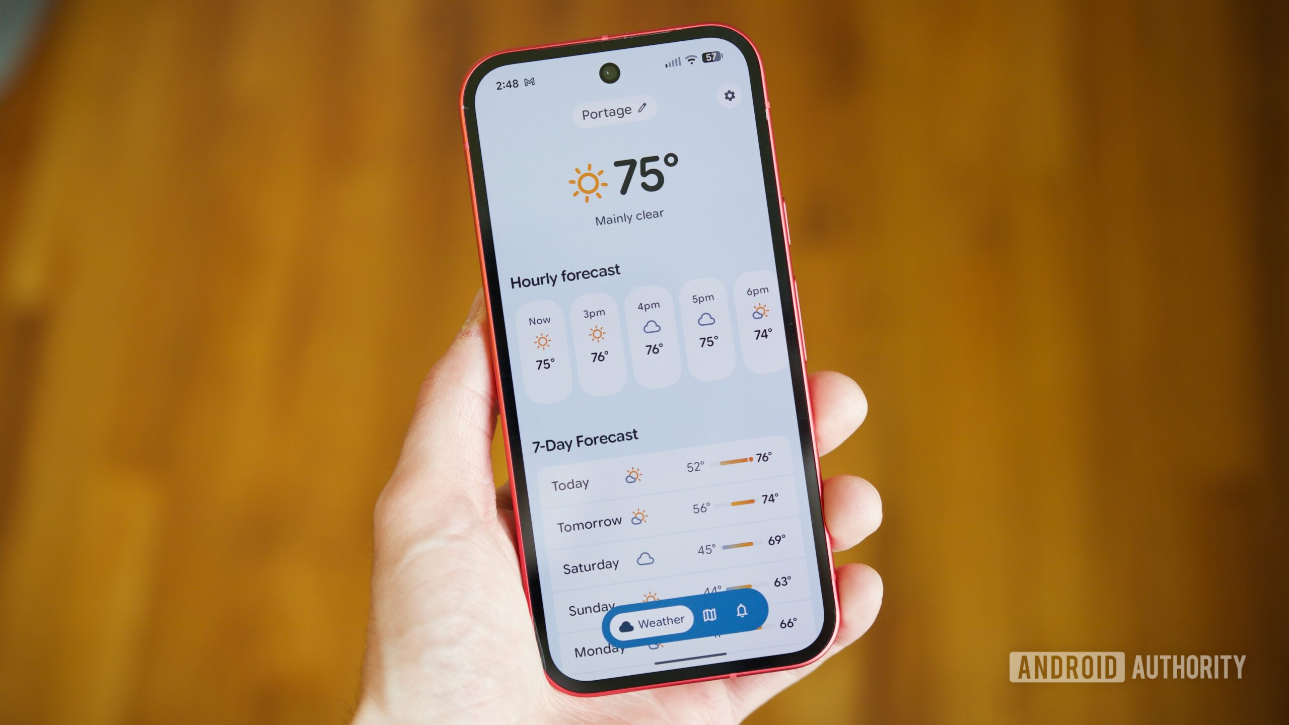 Gradient Weather app running on an Android phone.