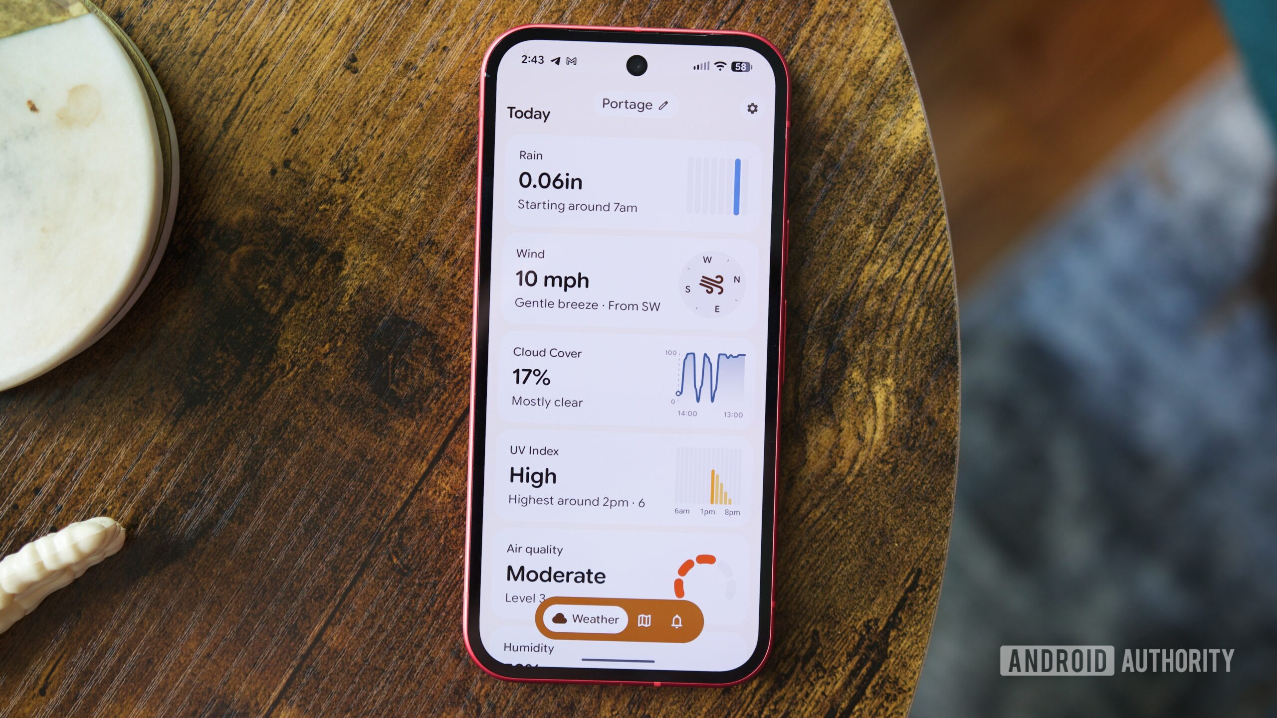 Gradient Weather app running on an Android phone.